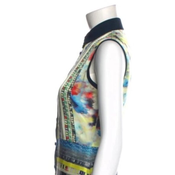 Yigal Azrouel Multicolor Abstract Neon Collared A-Line Shirtdress XS (Orig $450) - Picture 3 of 7